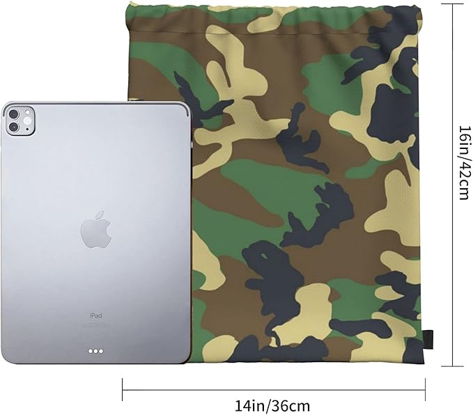 Camo Drawstring Bag Camouflage Map Gym Backpack Sports Backpack Lightweight Waterproof Bags for Men Women Outdoor Gym Sport