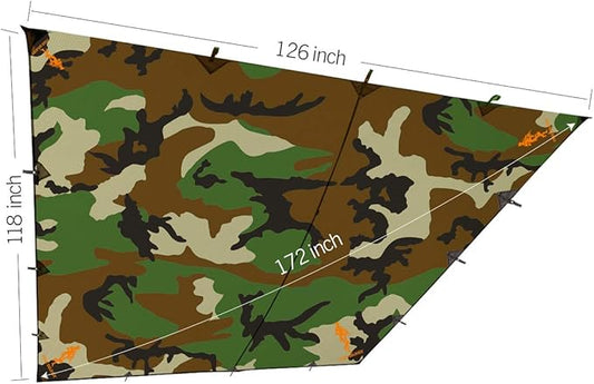 FREE SOLDIER Waterproof Portable Tarp Multifunctional Outdoor Camping Traveling Awning Backpacking Tarp Shelter Rain Tarp (Camo 10×10.5ft)