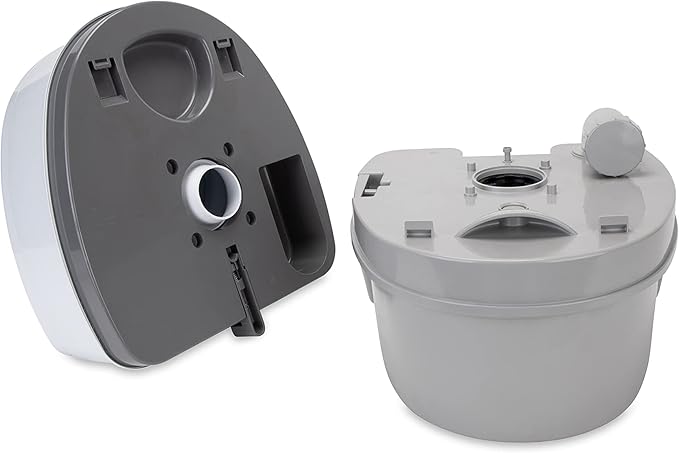 Camco RV Premium Travel Toilet - Features a 5.3-Gallon Detachable Holding Tank, Pump Flush Design & Spring-Loaded Latch (41544)