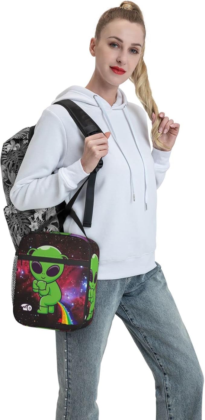 Alien Galaxy Lunch Box Reusable Insulated Lunch Bag Thermal Cooler Tote Bag For Kids Boys Girls Teen School Picnic Travel Hiking