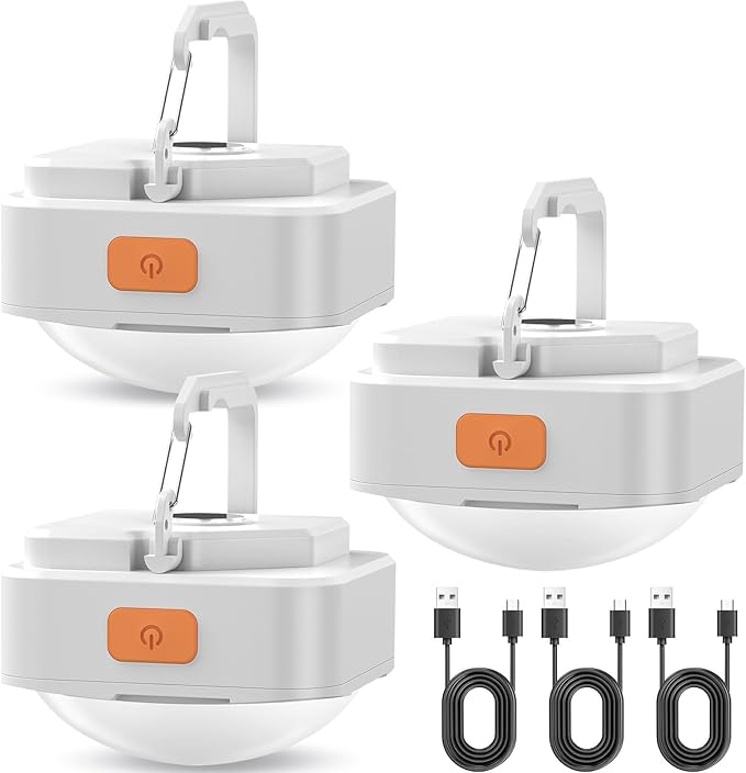 Rechargeable Camping Lights FLY2SKY 3 Pcs Tent Lights Mini Flashlight Portable LED Camping Lantern Survival Gear Camping Accessories for Hiking Backpacking Fishing Hurricane Emergency Outage