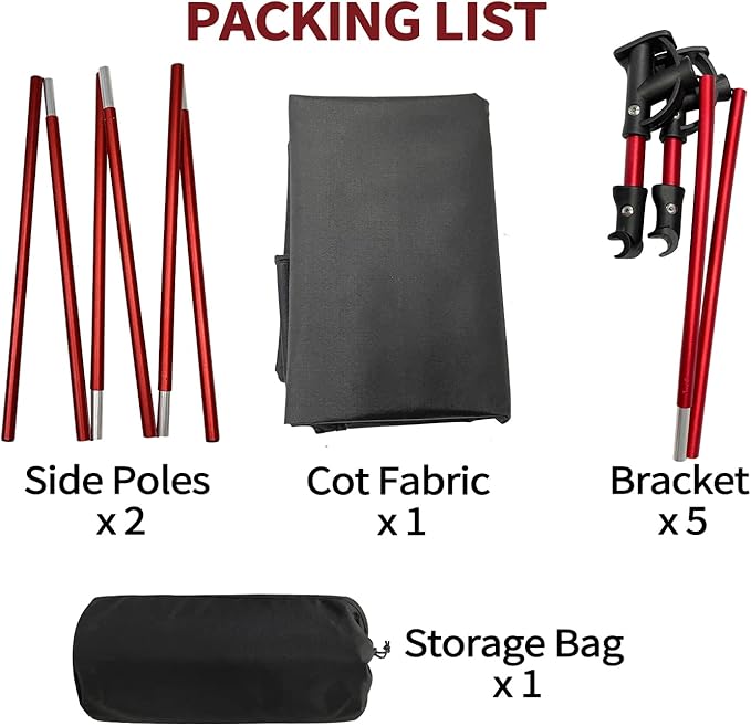 Sutekus Portable Camping Cot Sleeping Cot Ultralight Backpacking Cot Bed for Outdoor Hiking Travel Beach Mountaineering (Black)