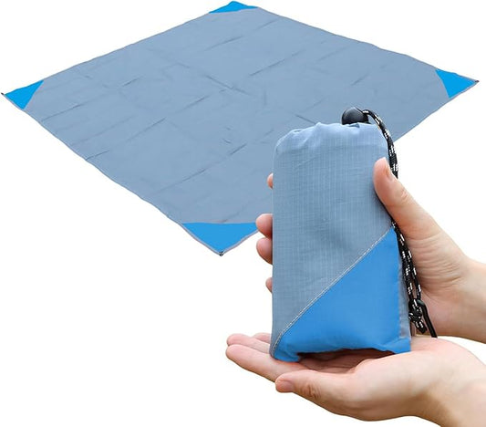 Orga'Neat Pocket Picnic Blanket, Sandproof Lightweight Pocket Camping Tarp, 55″x 60″ Foldable & Fits into Small Bag, Water Resistant Washable Quick Dry Compact Beach Mat for Outdoor Recreation