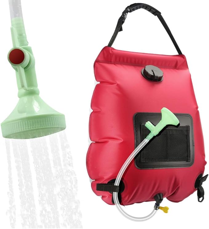 Solar Shower Bag | 5 Gal/20L Solar Heating Camping Shower Bag | Removable Hose | On-Off Switchable Shower Head | Ducha Portatil | Traveling Shower | Portable Shower for Beach Swimming, Hiking