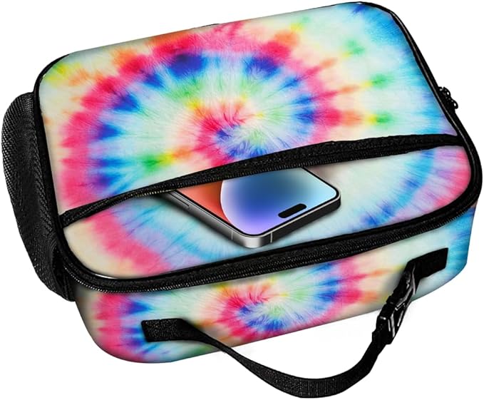Tie Dye Lunch Bag Reusable Insulated Lunch Box Keep Food Cooler Thermal Lunch Tote for Women Men