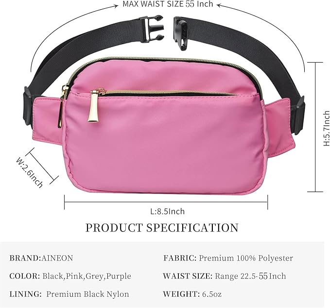 Fanny Packs for Women Men Fashion Plus Size Waist Pack Belt Bag Fanny Pack for Girls Boys with 5 Pockets Adjustable Belt, Cute Bum Bag Hip Bags for Travel Disney Running