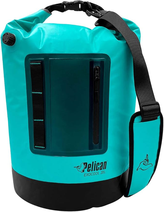 Pelican Exocool Cooler Dry Bag - Collapsible Portable Soft Sided Roll - Insulated Waterproof Leak Proof for Kayaking, Hiking, Camping & Fishing - 10L or 20L