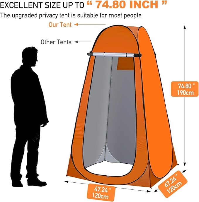 Portable Pop up Dressing/Changing Tent Beach Toilet Shower Changing Room Outdoor Shelter with Carrying Bag Gigatent Privacy Shelter Tent (Orange)