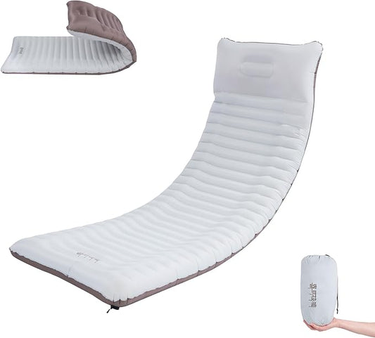 Himalaya Backpacking Sleeping Pad with Pillow Inflatable Sleeping Pad for Camping with 4-Layer Design - 3.3 R Value - Thick 3.9" -20D Nylon+TPU Reversible Sleeping Pad Lightweight Waterproof