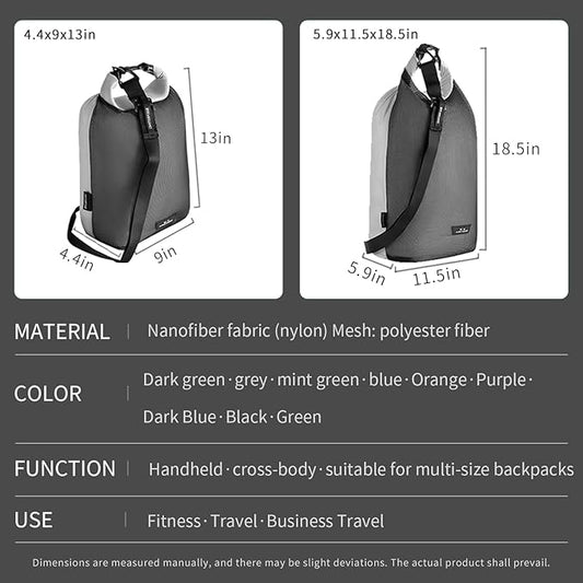 Waterproof dry sack Lightweight Dry Bag Soft and comfortable stuff sacks for backpacking Rafting Boating Camping (Green, 4L 8L)