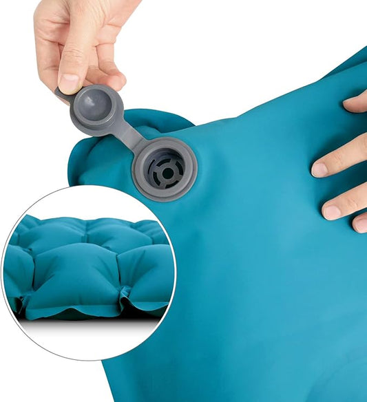 Moisture-Proof & Waterproof Portable Air Mattress for Hiking/Camping/Picnic, Nylon Connectable Outdoor Air Cushion Sleeping Pad for Sightseeing/Backpacking/Trekking (Blue)