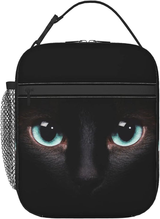 Black Cat Face Lunch Bag Reusable Insulated Lunch Box Thermal Cooler Tote For Boys Girls Teen School Men Women Travel Hiking Picnic
