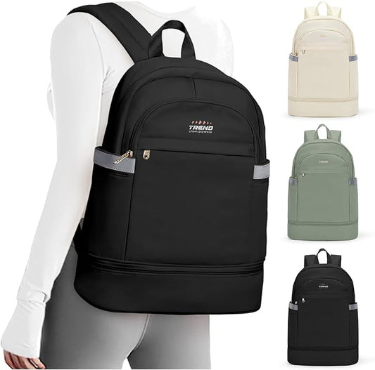 coofay Black Gym Backpack For Women Men Travel Backpack With Shoe Compartment Waterproof Sports Bag Gym Bag Dance Backpacks For Dancers