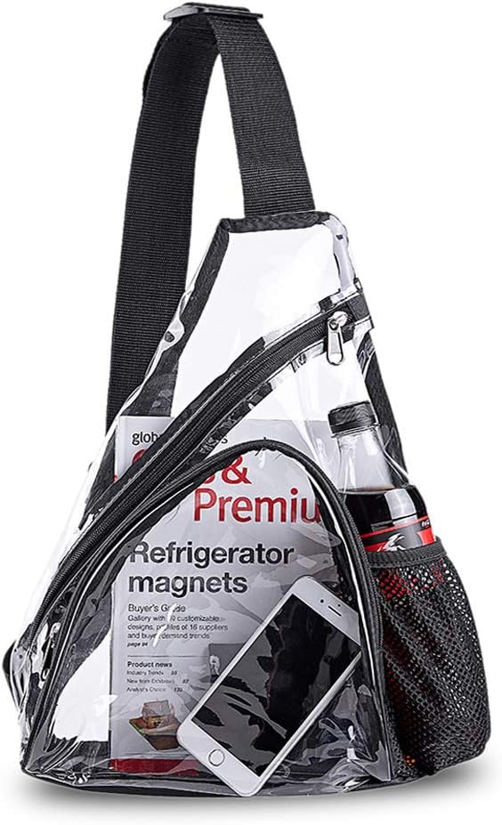 Clear PVC Sling Bag - Stadium Approved Clear Shoulder Crossbody Backpack