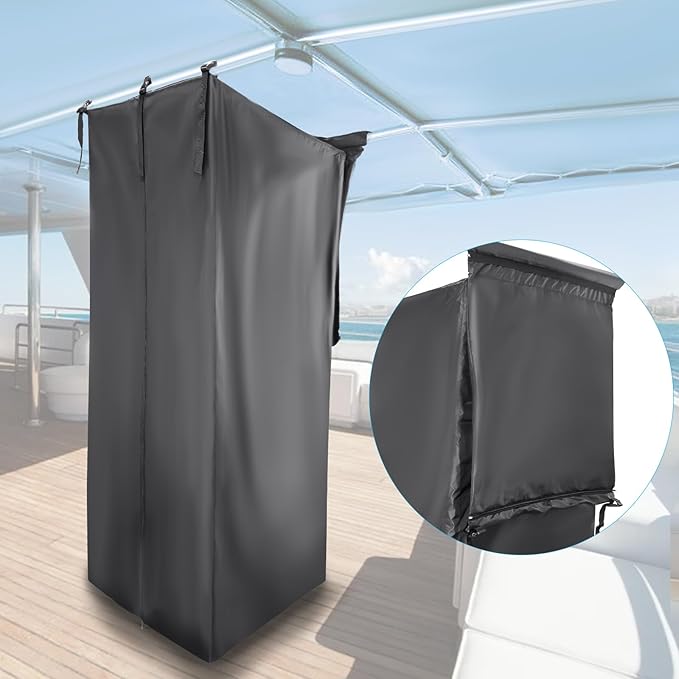 Pontoon Boat Privacy Tent Boats Curtain Adjustable Hanging Install Under Bimini Top 72" H 30" L 27" W Waterproof Portable Changing with Storage Bag