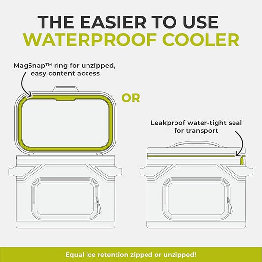 CORE Magnetic Leak Proof Soft Cooler with Waterproof Zipper | Insulated Bag Portable Ice Chest Box | Best Soft Cooler for Food & Beverages for Tailgating, Car Camping, Travel, and Family Beach Picnics