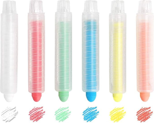 Drawing Chalks Colored Dustless Chalk Teachers Office Drawing Chalks Activity Indoor Outdoor Blackboard Chalk Artwork Chalk Stencil Set Non-Toxic 6PCS