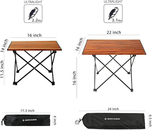 ROCK CLOUD Portable Camping Table Ultralight Aluminum Camp Table Folding Beach Table for Camping Hiking Backpacking Outdoor Picnic, Size M