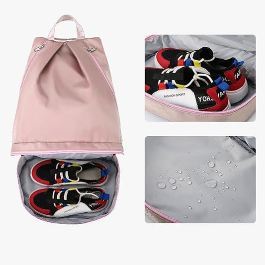 Swimming Bag Dry Wet Separation Female Sports Fitness Bag Waterproof Travel Storage Bag Yoga Bag Travel Backpack (pink)