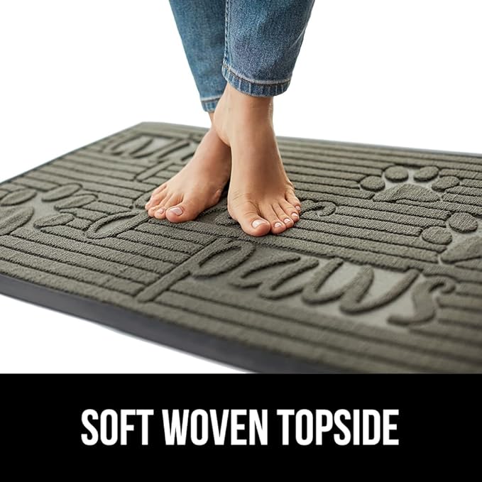 GORILLA GRIP 100% Waterproof All-Season WeatherMax Doormat, Durable Natural Rubber, Stain and Fade Resistant, Low Profile, Indoor Outdoor Door Mats, Easy Clean Patio Entrance Mat, 17x29, Stone Paws