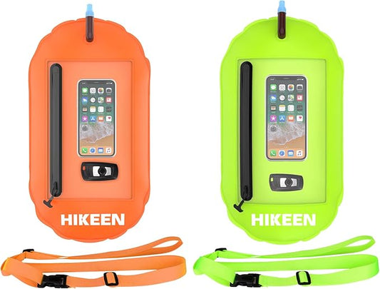 Hikeen Swim Buoy -Waterproof Touchscreen Storage Space, Swim Safety Float w/Adjustable Waist Belt for Open Water Swimmers and Triathletes -Be Bright,Be Safer & Be Seen