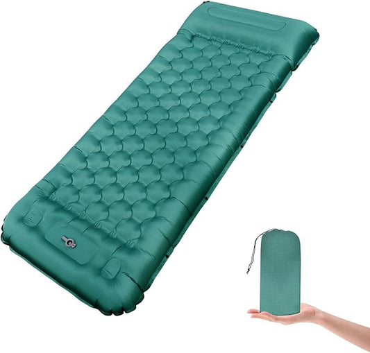 Camping Sleeping Pad, 50D Extra Thickness 4.7 Inch Inflatable Sleeping Mat Lightweight Waterproof Camping with Built-in Pump Air Mattress for Backpacking, Hiking, Tent, Traveling (Navy+Grey)