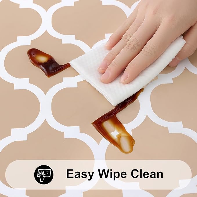 Smiry Rectangle Picnic Table Cover, Waterproof Elastic Fitted Camping Tablecloths for 6 Foot Tables, Wipeable Flannel Backed Vinyl Tablecloth Protector for Indoor, Outdoor (Khaki, 36x72 Inches)