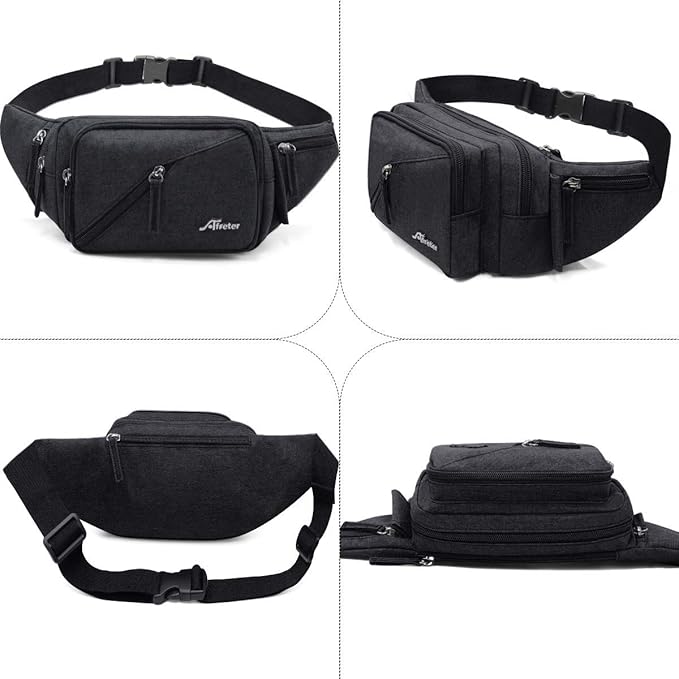 Fanny Pack Waterproof Waist Bag Pack Men Women Hip Bum Bag With Water Bottle Holder Adjustable Strap Suitable For Outdoors Workout Traveling Hiking Cycling Dog Walking Pouch Bag(black)