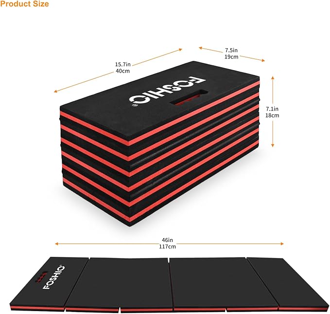 FOSHIO Foldable EVA Mat with Carrying Handles - Thick Kneeling Mat for Mechanics, Garage, Picnicking, Gardening, Camping, Home Gym