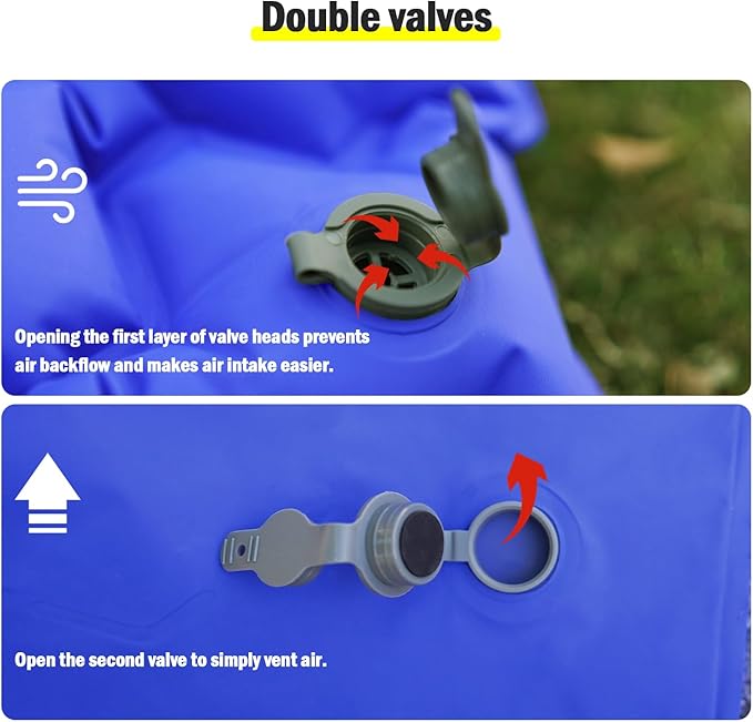 MOON LENCE Sleeping Pad for Camping, Inflatable Sleeping Mat Camping Mat with Pillow, Compact Ultralight Waterproof Camping Mattress for Backpacking, Hiking, Traveling (Azure)