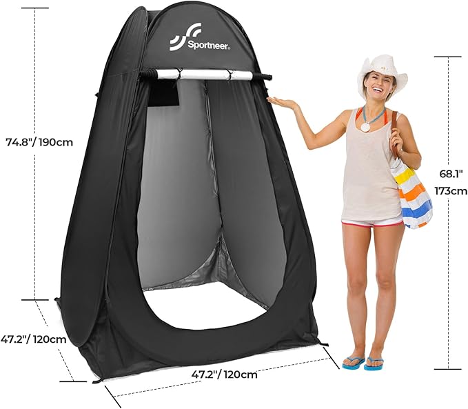 Sportneer Pop Up Privacy Shower Tent, Portable Changing Room Pop Up Changing Tent 75inches x 47inches x 47inches Shower Tent with Carry Bag for Camping & Beach, Easy Set Up, Foldable