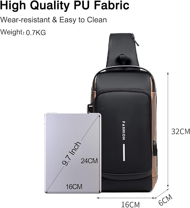 Anti-theft Chest Bag Business Shoulder Bags Satchel Bag with USB