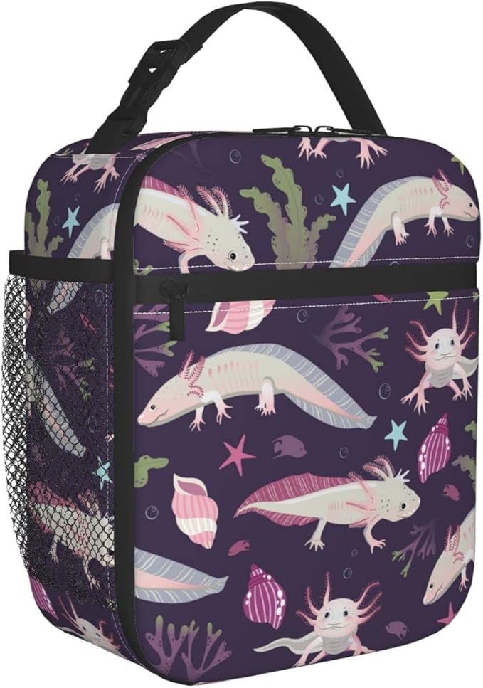 Axolotl Lunch Box Lunch Box Reusable Insulated Totes Lunch Bag Thermal Cooler For Boy Girls School Men Women Beach Picnic Travel
