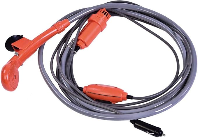 Cocoarm Portable Camping Shower, 12V Car Outdoor Shower Pump Camp Shower Handheld Camping Showerhead Powered for Camping Travel Pumps Water from Bucket, Hiking, Pet Cleaning, Pet Shower