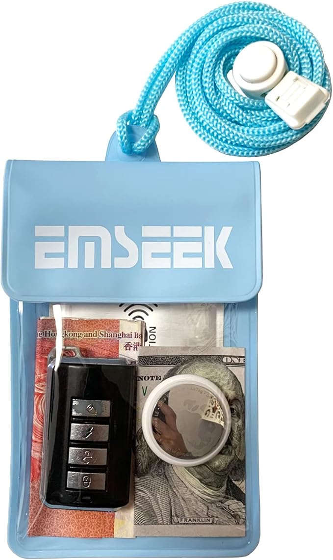 Armband Waterproof wallet Floating Surf Car Key Fob Case Beach dry bag ankle Waterproof Pouch Holder For GPS Key Money Credit Vaccine Card Driver License ID Badge (Blue)