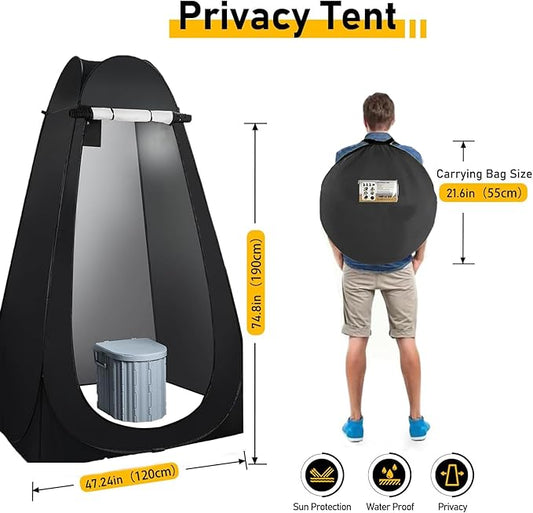 Portable Camping Toilet with Pop-Up Privacy Tent,Outdoor Portable Folding Toilet Potty for Adults,Outdoor Camping Shower Tents Changing Room Emergency Toilet Tent Kit with Carry Bag
