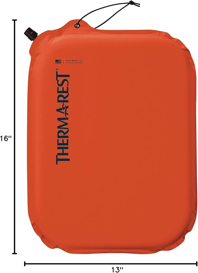 Therm-a-Rest Lite Seat Ultralight Inflatable Seat Cushion, Orange, Polyester, 13 x 16 Inches