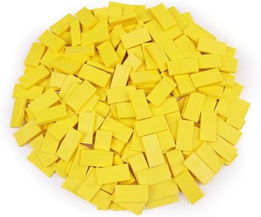 Bulk Dominoes Plastic Bulk 100pcs – Building and Stacking and Chain Reaction Toppling STEAM Toy Blocks for Kids (Yellow)