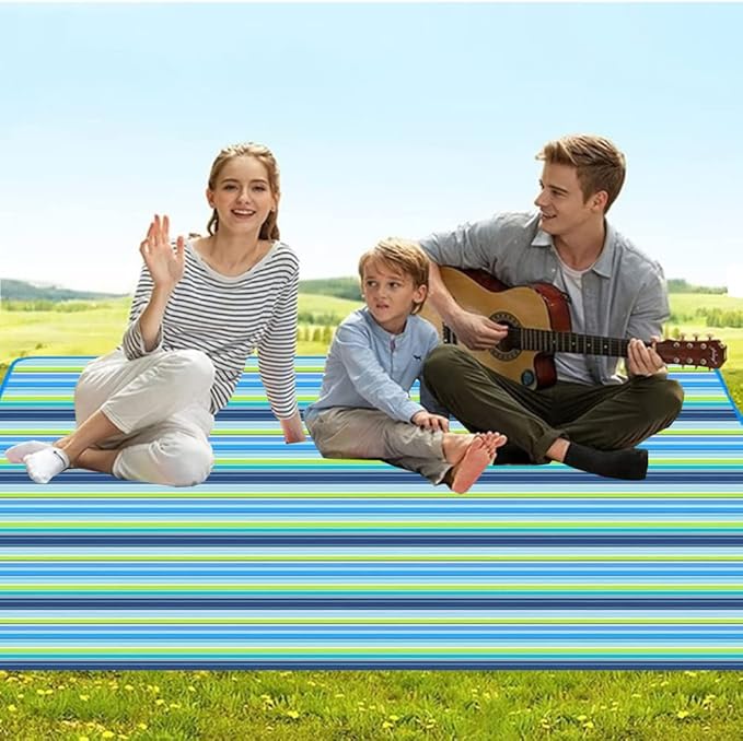 Extra Large Beach Blanket Outdoor Picnic Blankets, Light Foldable Waterproof Sand Free Picnic Mat Beach Mats for Family Festival BBQ Park Grass Lawn Camping Hiking Travel Concerts (BLUE 2, 80x80 in)