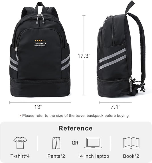 Coofay Gym Backpack for Women - Waterproof With Shoe Compartment, Lightweight Travel and Sports Bag, Large Black