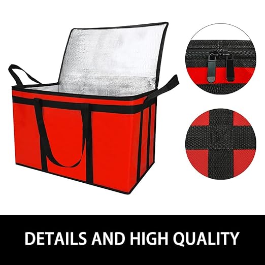Bodaon 2-Pack Insulated Food Delivery Bag for Hot/Cold Meal, XXX-Large Cooler Bags, Pizza Delivery Bag for Uber Eats, Insulated Grocey Thermal Bag, Red