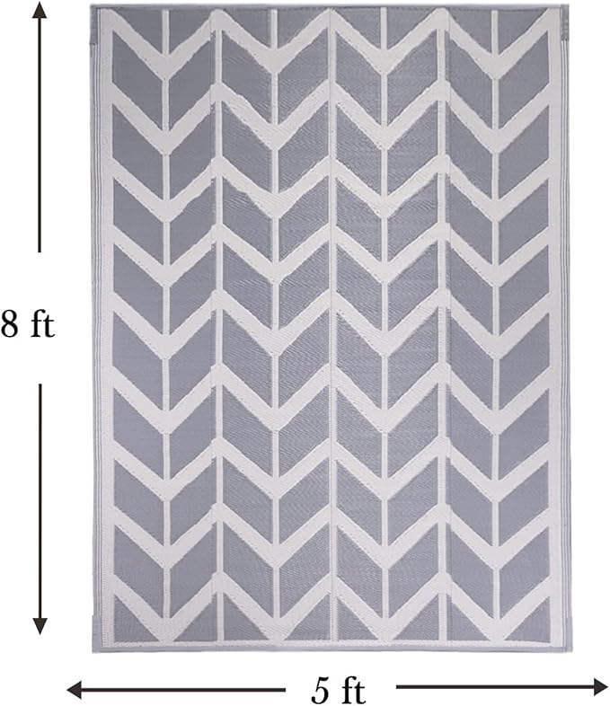 RURALITY Outdoor Rugs 5x8 Waterproof for Patios Clearance,Plastic Straw Mats for Backyard,Porch,Deck,Balcony,Reversible,Arrows Pattern