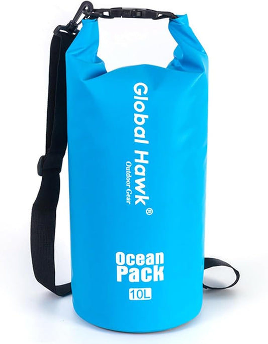 Waterproof Dry Bags: 10L, 20L Sizes - Ideal for Kayaking, Fishing, Rafting, and More! Adjustable Strap for Ultimate Convenience. Stay Dry While Adventuring (Blue, 10L)