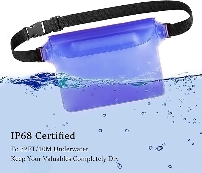 CADONO 2-Pack Waterproof Pouch with Adjustable Waist Strap | Screen Touch Sensitive Dry Bag, Keep Your Phone and Valuables Dry, Perfect for Swimming Kayaking Boating Fishing Beach Diving