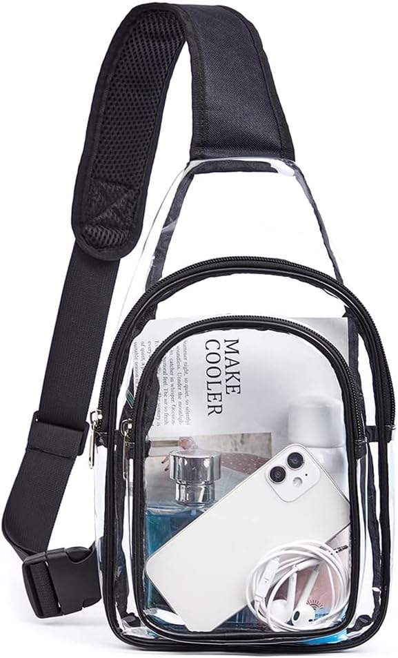 Clear PVC Sling Bag - Stadium Approved Clear Shoulder Crossbody Backpack