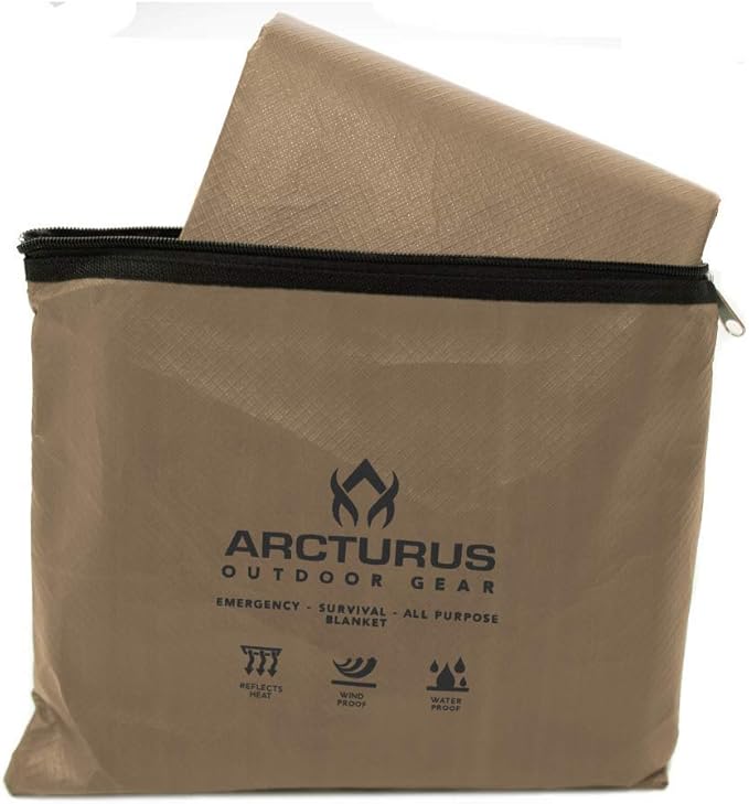 Arcturus Heavy Duty Survival Blanket – Insulated Thermal Reflective Tarp - 60" x 82". All-Weather, Reusable Emergency Blanket for Car or Camping (Coyote Brown)