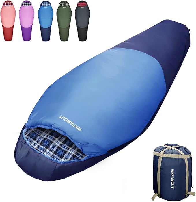 Cold Weather Mummy Sleeping Bag Flannel 0 Degree Winter Sleeping Bag Machine Washable Heavy Duty for Adults,Teenager with Compression Sack 4 Seasons for Camping Hiking Traveling
