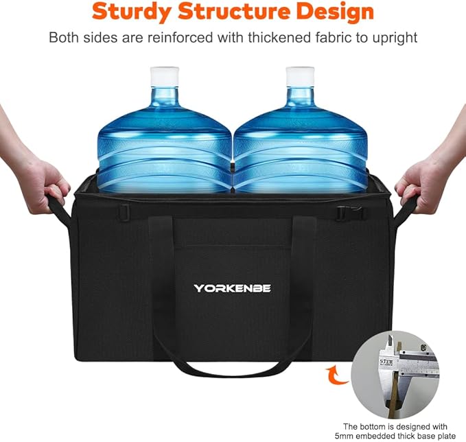 45L Camping Organizer, 1680D Heavy Duty Waterproof Camping Storage for Camping Cooking Utensils and Camping Cookware, with Hard Bottom, Camping Bag with Zippered Lid for RV, Hiking