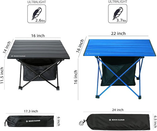 ROCK CLOUD Portable Camping Table Ultralight Aluminum Camp Table with Storage Bag Folding Beach Table for Camping Hiking Backpacking Outdoor Picnic