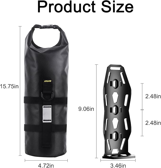 ENLEE 2pcs Bike Fork Bag with Multipurpose Cage-Waterproof Dry Bike Bags for Bicycles 5L Lightweight Portable Roll Top Design Bike Packing Fork Bags for MTB, Road, Gravel, Folding Bikes Touring